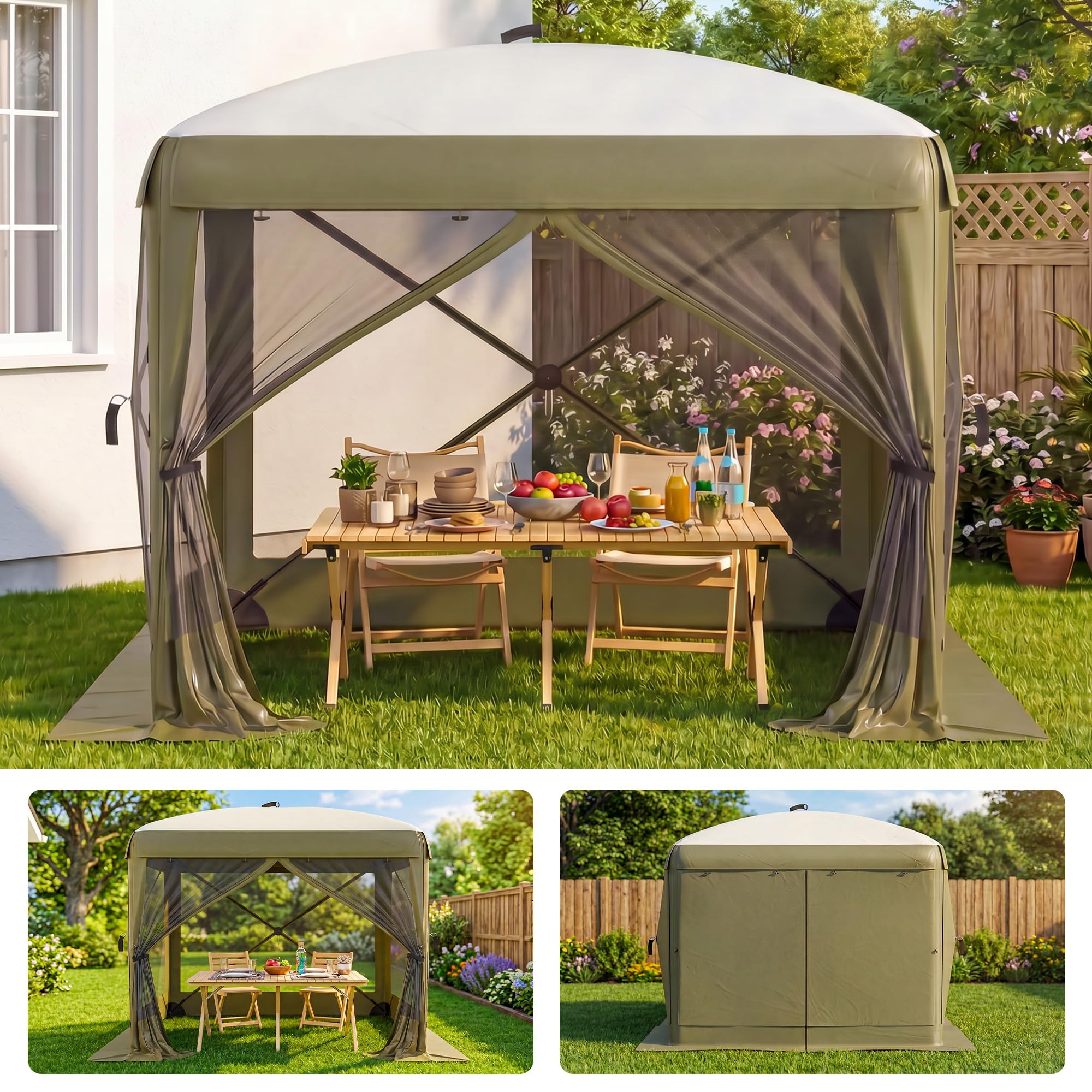 Outdoor Adventure Tent - เต็นท์มุ้งกันแมลงแบบป๊อปอัพ 6 ด้าน ขนาด 8x8 ฟุต
