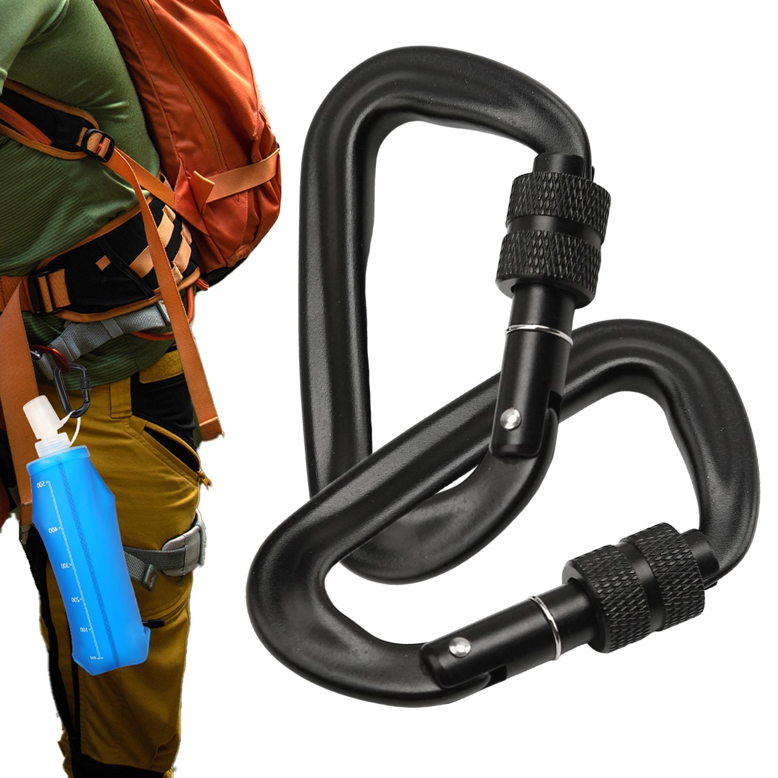 Carabiner Locking D - คาราไบเนอร์แบบล็อค 12kN สำหรับงานหนัก วัสดุอลูมิเนียมอัลลอยด์ ตะขอเกี่ยวที่ปลอดภัย สำหรับตั้งแคมป์