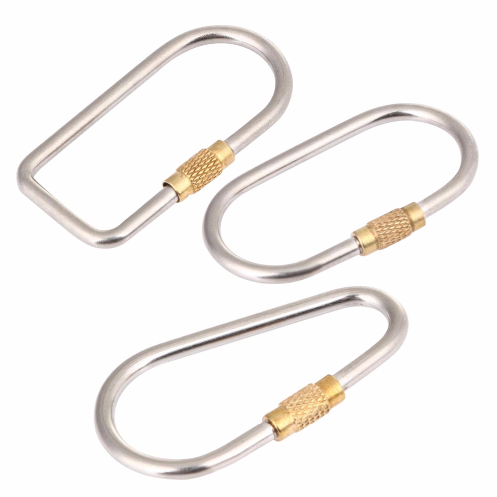 Carabiner Locking D - 5ชิ้น/ล็อตไทเทเนียมล็อคC Arabiner D-ringมะระOรูปDรูปพวงกุญแจพวงกุญแจตะขอขวดน้ำคลิปแขวนหัวเข็มขัด