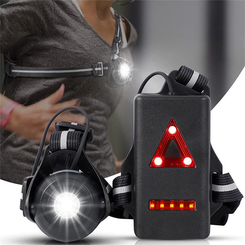 Outdoor Adventure Holidays - 1 ชิ้นกลางแจ้งวิ่งกลางคืน USB ชาร์จไฟ LED หน้าอกโคมไฟกลับไฟเตือนสําหรับตั้งแคมป์เดินป่าวิ่งจ๊อกกิ้งผจญภัย