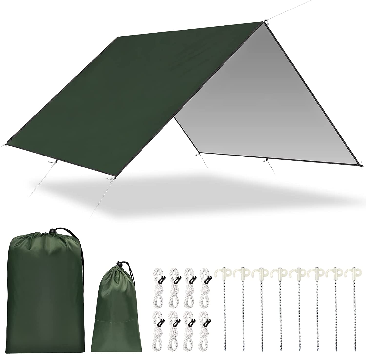 Hammock Rain Tarp - ผ้าใบกันน้ำสำหรับตั้งแคมป์ปี 2026, ผ้าคลุมกันฝนสำหรับเปลญวน, ป้องกันรังสียูวี, ที่บังแดดสำหรับตั้งแคมป์กลางแจ้ง, ผ้าใบกันลมและกันหิมะ,