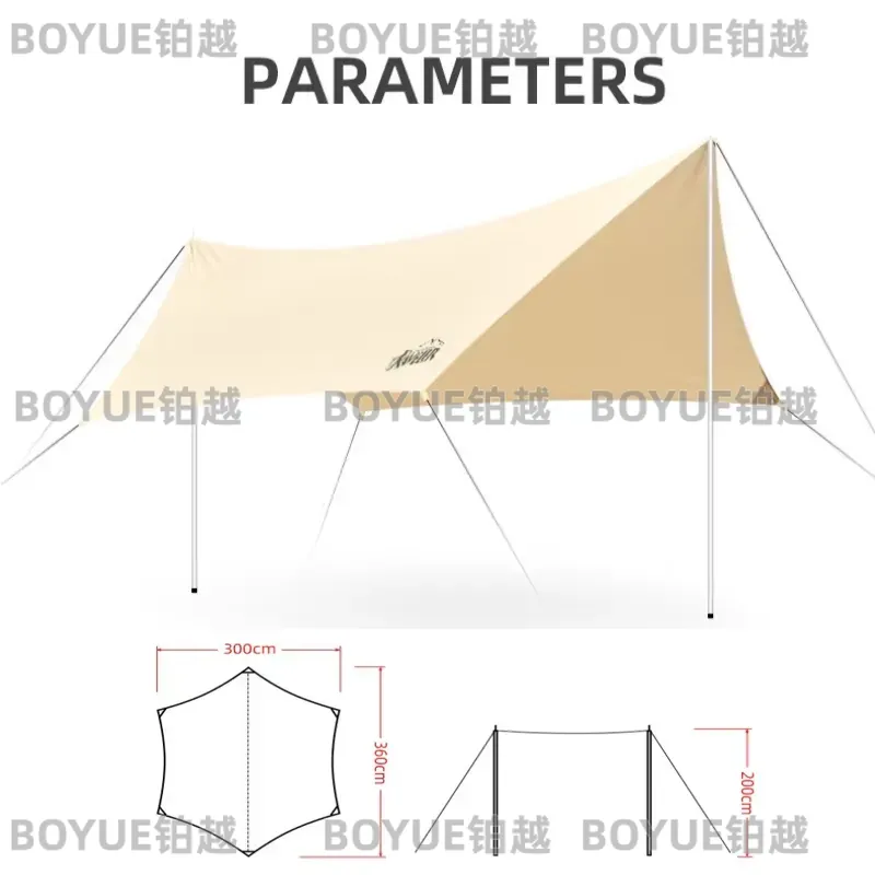 Hammock Rain Tarp - ผ้าใบกันแดดสำหรับตั้งแคมป์กลางแจ้ง กันน้ำ กันรังสียูวี ใช้เป็นหลังคาปิกนิก กันฝน เคลือบสารกันน้ำสีเงิน