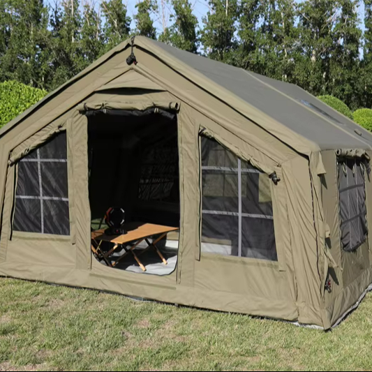 Outdoor Adventure Tent - เต็นท์แคมป์ปิ้งเป่าลมกันน้ำสุดหรูทำจาก PVC และผ้าฝ้ายอ็อกซ์ฟอร์ด สำหรับการผจญภัยกลางแจ้งที่สะดวกสบาย