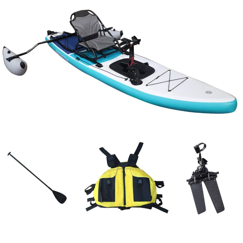 Outdoor Adventure Kayak - เรือคายัคพองลมแบบสองที่นั่ง ขนาด 14 ฟุต พร้อมระบบป้องกันการรั่วซึม และที่เก็บของ
