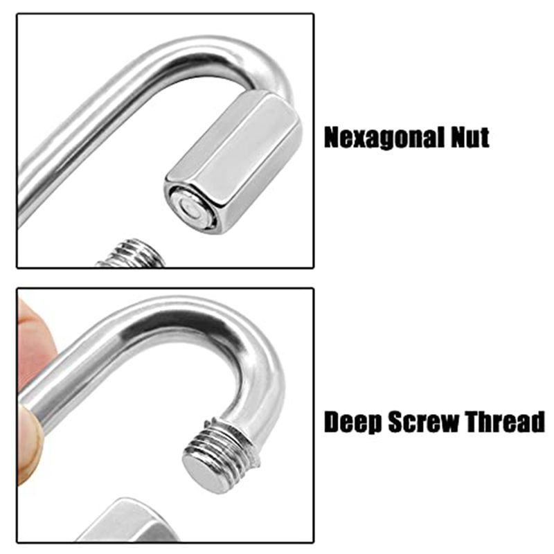 Carabiner Locking D - ABJS ชุด 12 ชิ้น ตัวเชื่อมแบบรวดเร็ว ขนาด