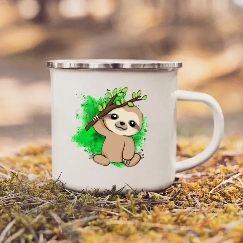 Outdoor Adventure Walks - แก้วกาแฟ Take It Sloth แก้วเคลือบภาพประกอบผจญภัย Sole