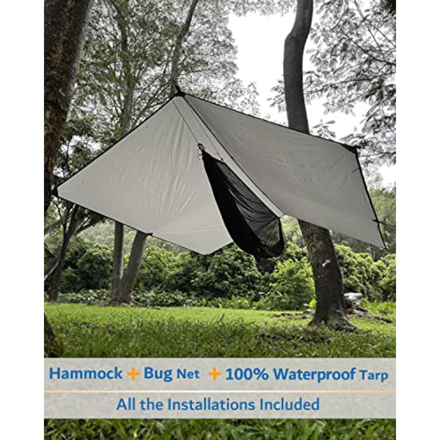 เปลญวนพกพาสำหรับตั้งแคมป์ พร้อ - Hammock Rain Tarp บทวิจารณ์และราคา