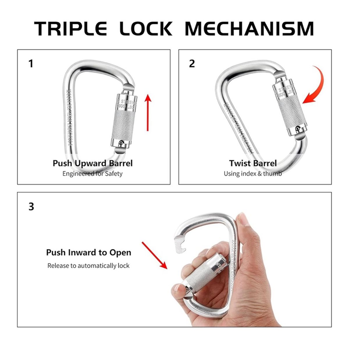 คาราไบเนอร์แบบล็อคอัตโนมัติ (A - Carabiner Locking D บทวิจารณ์และราคา