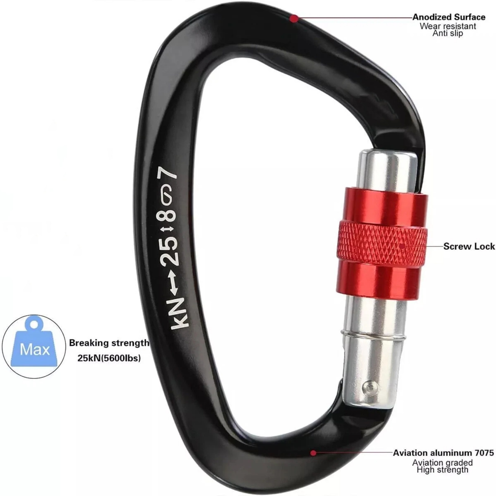 ชุดคาราไบเนอร์อะลูมิเนียมรูปตั - Carabiner Locking D บทวิจารณ์และราคา