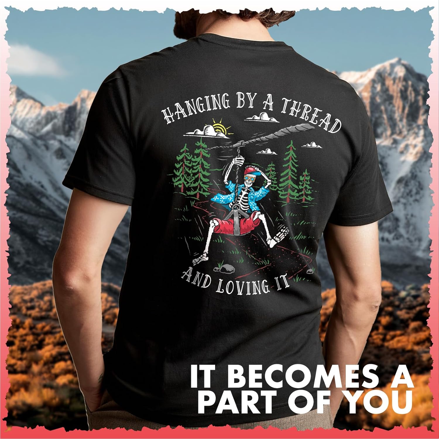 เสื้อยืดกราฟิกลายโครงกระดูกแขว - Outdoor Adventure Ziplines & Waterfall บทวิจารณ์และราคา