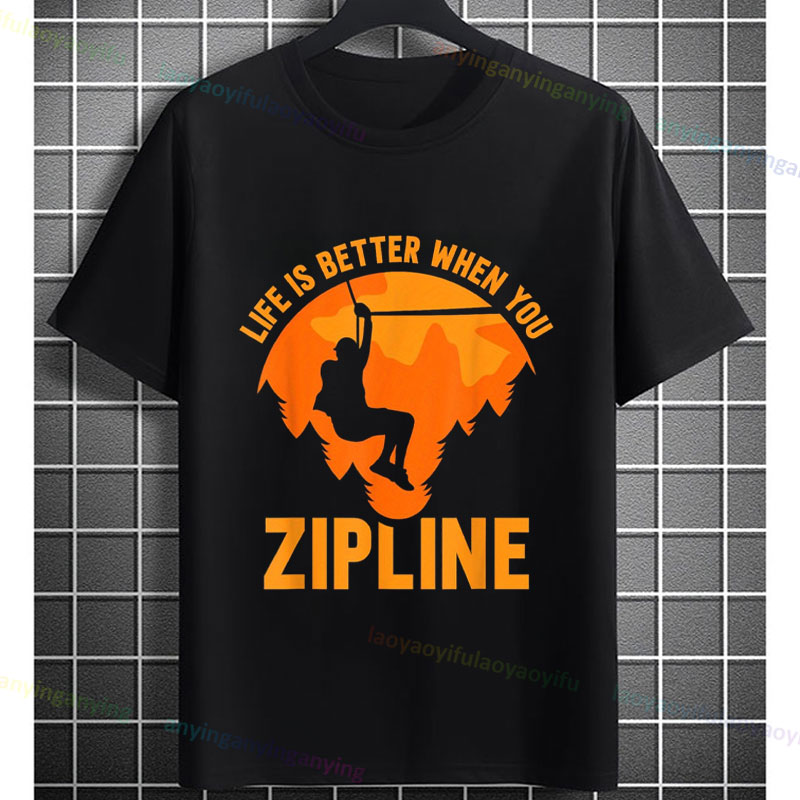 เสื้อยืดลายกราฟิกการผจญภัยตลกๆ - Outdoor Adventure Ziplines & Waterfall บทวิจารณ์และราคา