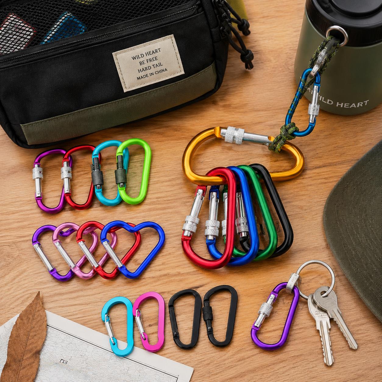 ชุดคาราบิเนอร์ 6 ชิ้น – รูปตัว - Carabiner Locking D บทวิจารณ์และราคา